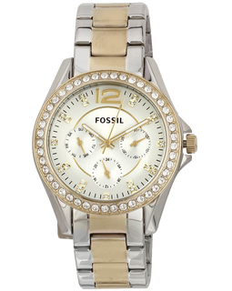 Fossil Womens ES3204 Riley Silver and Gold Tone Watch