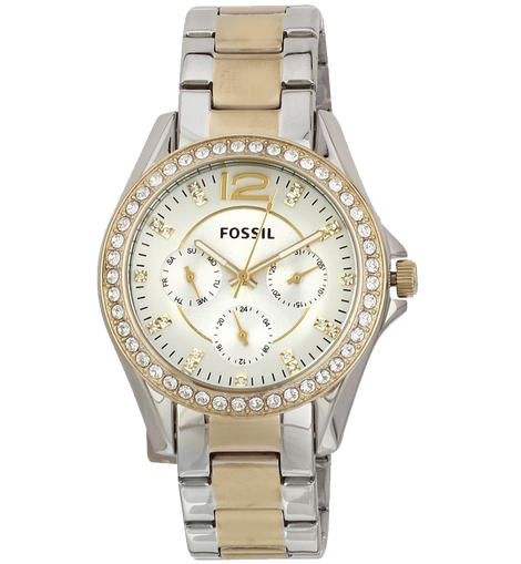 Fossil Womens ES3204 Riley Silver and Gold Tone Watch