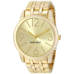 Nine West Womens NW 1578CHGB Champagne Dial Gold-Tone Bracelet Watch