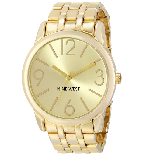 Nine West Womens NW 1578CHGB Champagne Dial Gold-Tone Bracelet Watch